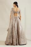 Shop_Adaara Couture_Grey Raw Silk Sweetheart Neck Embellished Bridal Lehenga Set _at_Aza_Fashions