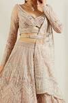 Shop_Adaara Couture_Silver Satin V Neck Embellished Bridal Lehenga Set _Online_at_Aza_Fashions