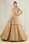 Buy Adaara Couture Gold Net, Satin V Neck Embellished Off Shoulder Lehenga Set Online at Aza Fashions Buy_Adaara Couture_Gold Net, Satin V Neck Embellished Off Shoulder Lehenga Set _Online_at_Aza_Fashions
