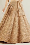 Adaara Couture Gold Net, Satin V Neck Embellished Off Shoulder Lehenga Set at Aza Fashions Adaara Couture_Gold Net, Satin V Neck Embellished Off Shoulder Lehenga Set _at_Aza_Fashions