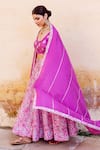 Buy_Missprint_Purple Hand Block Printed And Embroidery Thread Chanderi Paisley Lehenga Set _Online_at_Aza_Fashions