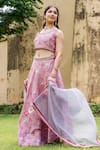 Buy_Missprint_Pink Hand Block Printed And Embroidery Gota Round Chanderi Floral Lehenga Set _Online_at_Aza_Fashions