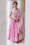 Buy_Missprint_Pink Lehenga And Blouse Chanderi Dupatta Organza Print & Floral Set _Online_at_Aza_Fashions