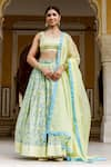 Buy_Missprint_Green Lehenga And Blouse Chanderi Dupatta Organza Print & Floral Set _at_Aza_Fashions