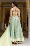 Shop_Missprint_Green Lehenga And Blouse Chanderi Dupatta Organza Print & Floral Set _at_Aza_Fashions