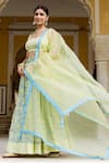 Missprint_Green Lehenga And Blouse Chanderi Dupatta Organza Print & Floral Set _Online_at_Aza_Fashions