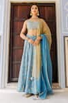 Buy_Missprint_Blue Lehenga And Blouse Chanderi Dupatta Organza Print & Floral Set _at_Aza_Fashions