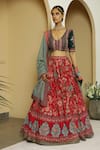 Buy_Kalista_Pink Dola Silk Embroidery V Neck Aamya Lehenga Set _at_Aza_Fashions