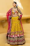 Buy_Kalista_Green Blouse And Lehenga Skirt Natural Silk Printed Floral Inayat Bridal Set_at_Aza_Fashions