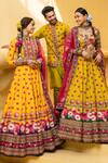 Buy_Kalista_Green Blouse And Lehenga Skirt Natural Silk Printed Floral Inayat Bridal Set_Online_at_Aza_Fashions