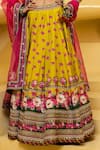 Kalista_Green Blouse And Lehenga Skirt Natural Silk Printed Floral Inayat Bridal Set_at_Aza_Fashions