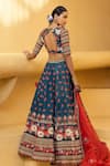 Shop_Kalista_Blue Blouse And Lehenga Skirt Natural Silk Printed Floral Inayat Bridal Set_at_Aza_Fashions