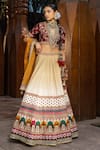 Buy_Kalista_Beige Blouse And Lehenga Skirt Natural Silk Printed Floral Nadira Begum Set _at_Aza_Fashions