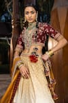 Shop_Kalista_Beige Blouse And Lehenga Skirt Natural Silk Printed Floral Nadira Begum Set _at_Aza_Fashions