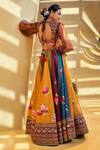 Shop_Kalista_Multi Color Natural Silk Printed Floral Motifs V Tahira Lehenga With Blouse _at_Aza_Fashions