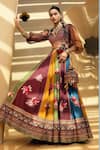 Kalista_Multi Color Natural Silk Printed Floral Motifs V Tahira Lehenga With Blouse _Online_at_Aza_Fashions