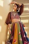 Buy_Kalista_Multi Color Natural Silk Printed Floral Motifs V Tahira Lehenga With Blouse _Online_at_Aza_Fashions