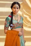 Buy Kalista Green Blouse And Lehenga Natural Silk, Dupatta Ahanita Print Bridal Set Online at Aza Fashions Buy_Kalista_Green Blouse And Lehenga Natural Silk, Dupatta Ahanita Print Bridal Set _Online_at_Aza_Fashions