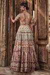 Shop_Kalista_Ivory Blouse And Lehenga Viscose Silk Hand Embroidered Arohi Chintz Bridal Set _at_Aza_Fashions