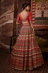 Shop_Kalista_Red Blouse And Lehenga Viscose Silk Embroidered Stripe Pattern Noor Bridal Set _at_Aza_Fashions