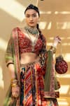 Kalista_Multi Color Blouse And Lehenga Skirt Natural Silk Printed Ahilya Bridal Set _Online_at_Aza_Fashions