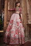 Buy_Kalista_Pink Blouse And Lehenga Viscose Silk Hand Embroidered Ayra Chintz Bridal Set _Online_at_Aza_Fashions