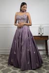 Buy_PARUL GANDHI_Purple Dutch Satin Embroidery Lehenga Set For Kids_at_Aza_Fashions