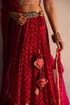 Apeksha Jain Label_Red Georgette Hand Embroidered Gota Work Square Neck Bandhej Bridal Lehenga Set _at_Aza_Fashions