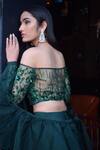 Buy_PARUL GANDHI_Green Habutai Silk Embroidery Sweetheart Neck Off Shoulder Lehenga Set _Online_at_Aza_Fashions