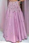 Buy_PARUL GANDHI_Purple Textured Jacquard Embroidery Square Neck Lehenga Set _Online_at_Aza_Fashions