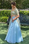 Buy Parul Gandhi Blue Organza Sequins, Beads Embroidered Lehenga Set at Aza Fashions Buy_Parul Gandhi_Blue Organza Sequins, Beads Embroidered Lehenga Set_at_Aza_Fashions