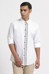 Buy_Genes Lecoanet Hemant_White Cotton Poplin Heath Printed Shirt_at_Aza_Fashions