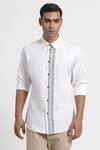 Genes Lecoanet Hemant_White Cotton Poplin Heath Printed Shirt_Online_at_Aza_Fashions