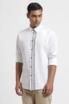 Buy_Genes Lecoanet Hemant_White Cotton Poplin Heath Printed Shirt_Online_at_Aza_Fashions