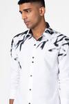 Genes Lecoanet Hemant_White Cotton Printed Bamboo Leaves Leaf Shirt For Men_at_Aza_Fashions