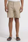 Shop_Genes Lecoanet Hemant_Beige Structured Cotton Shorts  _at_Aza_Fashions