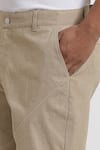 Shop_Genes Lecoanet Hemant_Beige Structured Cotton Shorts  _Online_at_Aza_Fashions