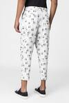 Shop_Genes Lecoanet Hemant_White Cotton Twill Printed Graphic Pleated Trouser  _at_Aza_Fashions