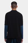 Shop_Genes Lecoanet Hemant_Black Poly Crepe Einar Colorblock T-shirt  _at_Aza_Fashions