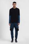 Buy_Genes Lecoanet Hemant_Black Poly Crepe Einar Colorblock T-shirt  _Online_at_Aza_Fashions