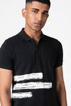 Genes Lecoanet Hemant_Black Pique Printed Polo T-shirt_at_Aza_Fashions
