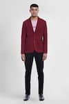 Genes Lecoanet Hemant_Maroon Poly Viscose Karl Blazer  _Online_at_Aza_Fashions