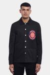 Buy_Genes Lecoanet Hemant_Black Twill Lycra Anders Printed Logo Jacket  _at_Aza_Fashions