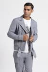 Genes Lecoanet Hemant_Blue Structured Cotton Symbio Jacket  _Online_at_Aza_Fashions