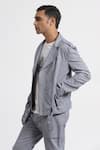 Shop_Genes Lecoanet Hemant_Blue Structured Cotton Symbio Jacket  _Online_at_Aza_Fashions