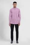 Genes Lecoanet Hemant_Purple Cotton Poplin Bren Shirt  _Online_at_Aza_Fashions