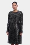 Buy_Genes Lecoanet Hemant_Black Sequin Fabric Embroidery Round Clara Jacket Dress  _at_Aza_Fashions