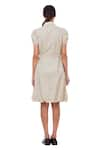 Shop_Genes Lecoanet Hemant_Beige Linen Collared Neck Striped Dress  _at_Aza_Fashions