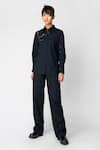Buy_Genes Lecoanet Hemant_Black Cotton Straight Fit Trousers_at_Aza_Fashions