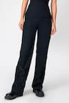 Genes Lecoanet Hemant_Black Cotton Straight Fit Trousers_Online_at_Aza_Fashions